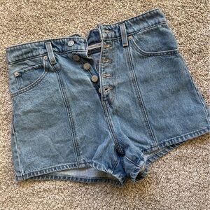 Levi's Women's Blue High-Waisted Mom Denim Shorts